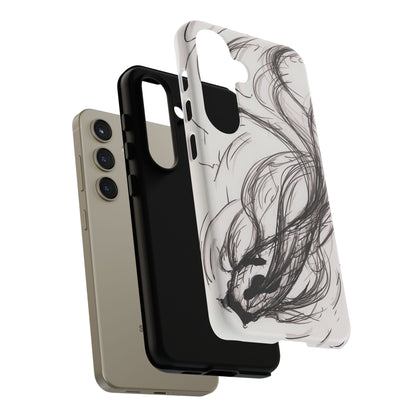 Smokey Ink Koi phone case | abstract koi sketch, smoky ink illustration