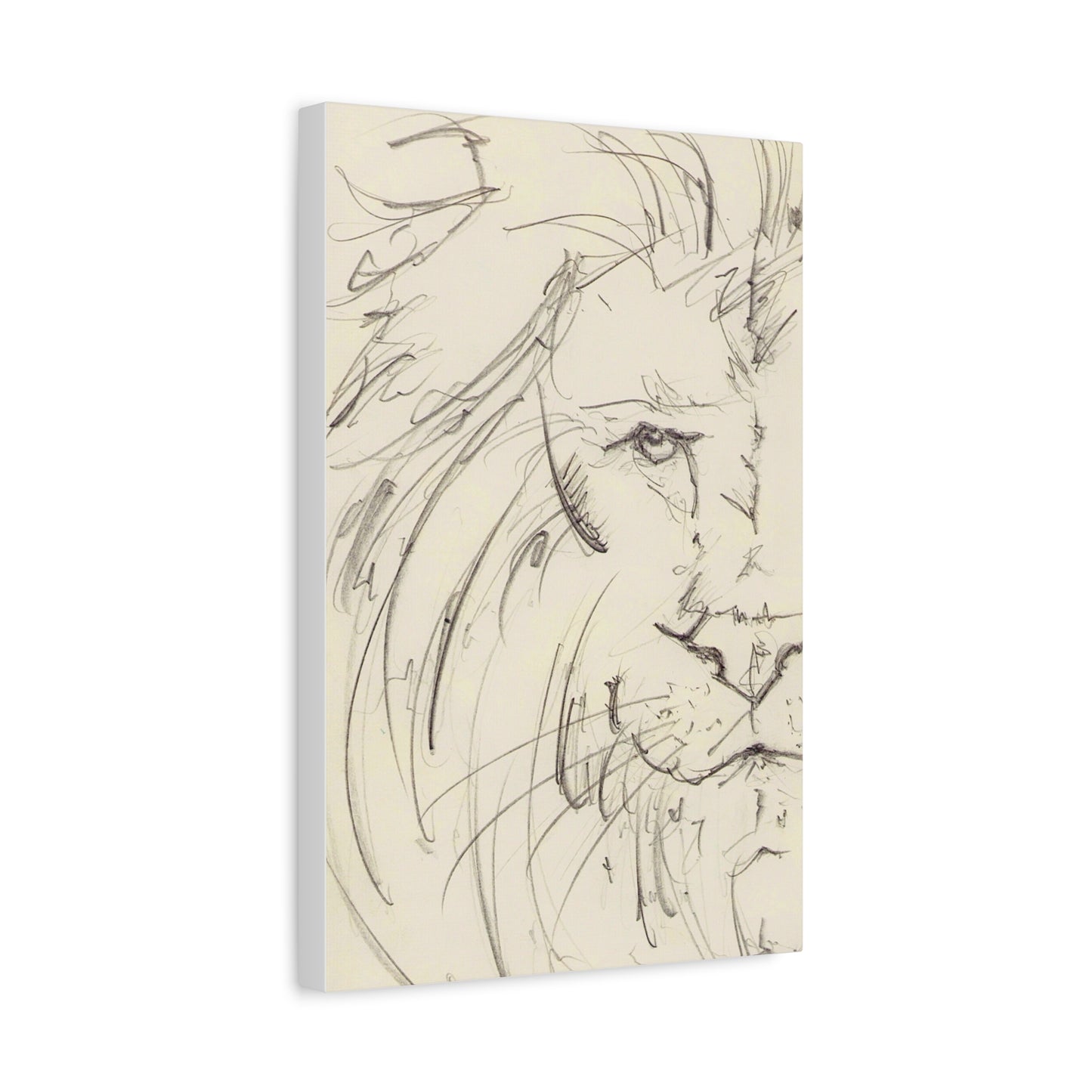 Flowing Lion Sketch Matte Canvas | Minimalist Line Art | Wildlife Portrait