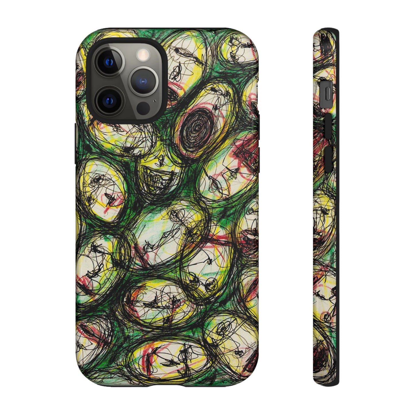 Abstract Sanity Faces Phone Case | Expressionist Face Art | Tough Case
