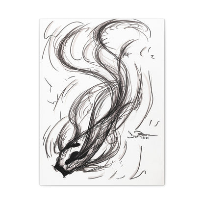 Smokey Ink Koi Canvas | Abstract Ink Matte Canvas