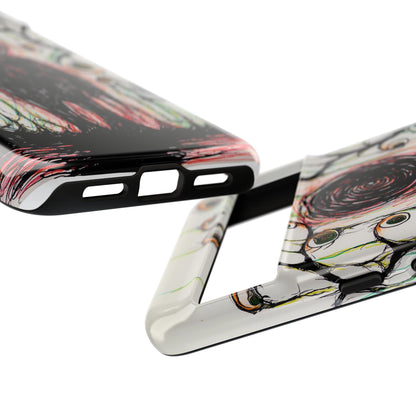 Dark Scribble Figure Tough Case | Surreal Eyes Phone Case | Tough Phone Case