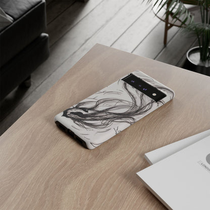 Smokey Ink Koi phone case | abstract koi sketch, smoky ink illustration