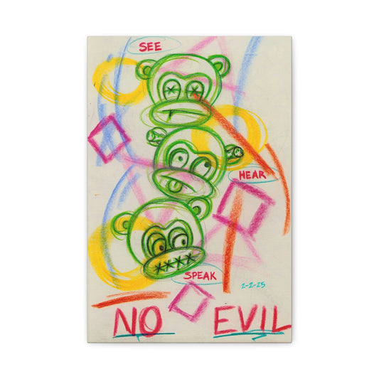 No Evil Monkey Artwork Canvas | Matte Stretched Wall Art