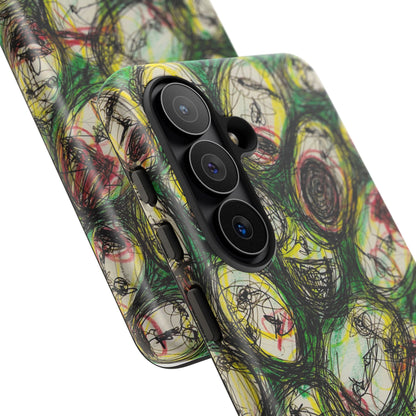 Abstract Sanity Faces Phone Case | Expressionist Face Art | Tough Case
