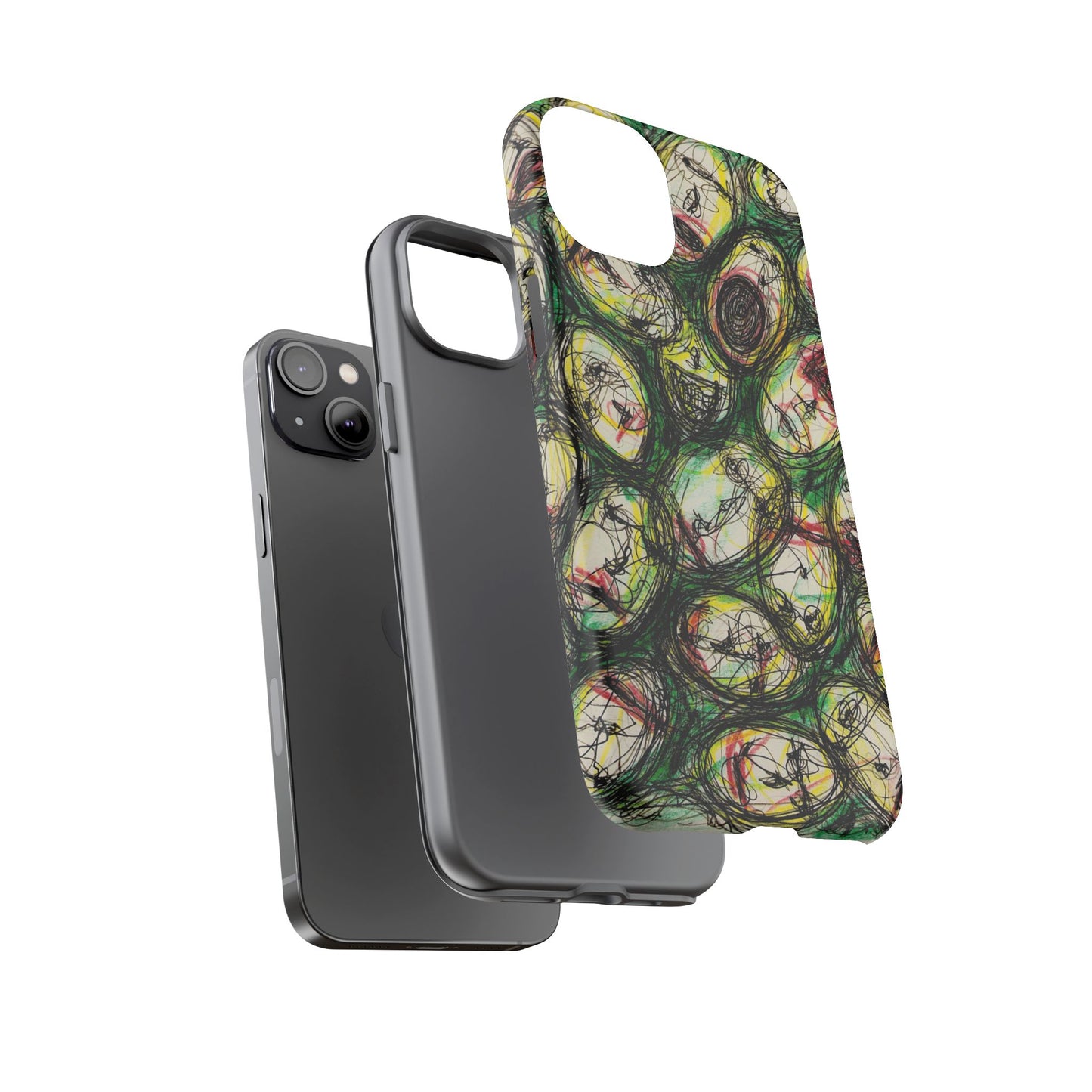Abstract Sanity Faces Phone Case | Expressionist Face Art | Tough Case