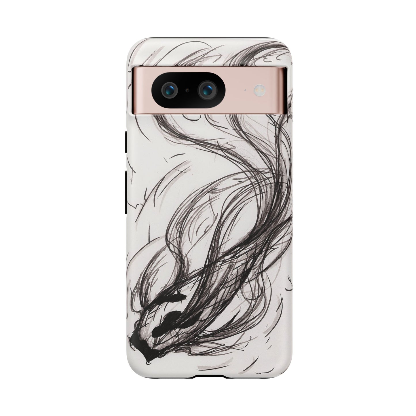 Smokey Ink Koi phone case | abstract koi sketch, smoky ink illustration