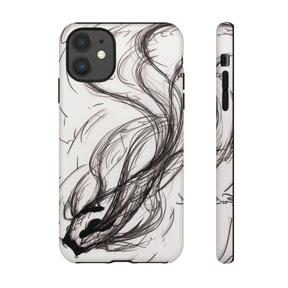 Smokey Ink Koi phone case | abstract koi sketch, smoky ink illustration