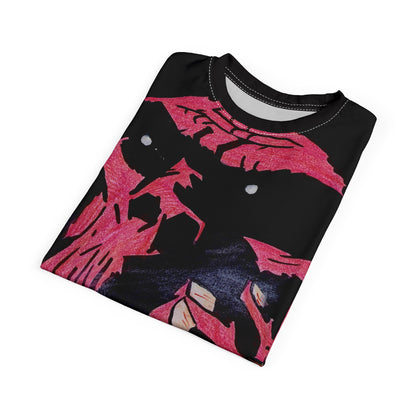 Smoking Ape Illustration Tee | Neon Red Graphic Full Print