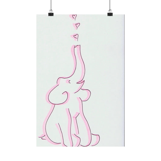 Joyful Pink Elephant poster | Matte Vertical Poster, Nursery Wall Art