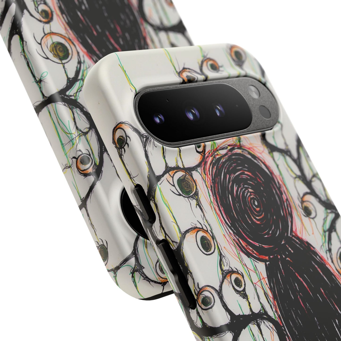 Dark Scribble Figure Tough Case | Surreal Eyes Phone Case | Tough Phone Case