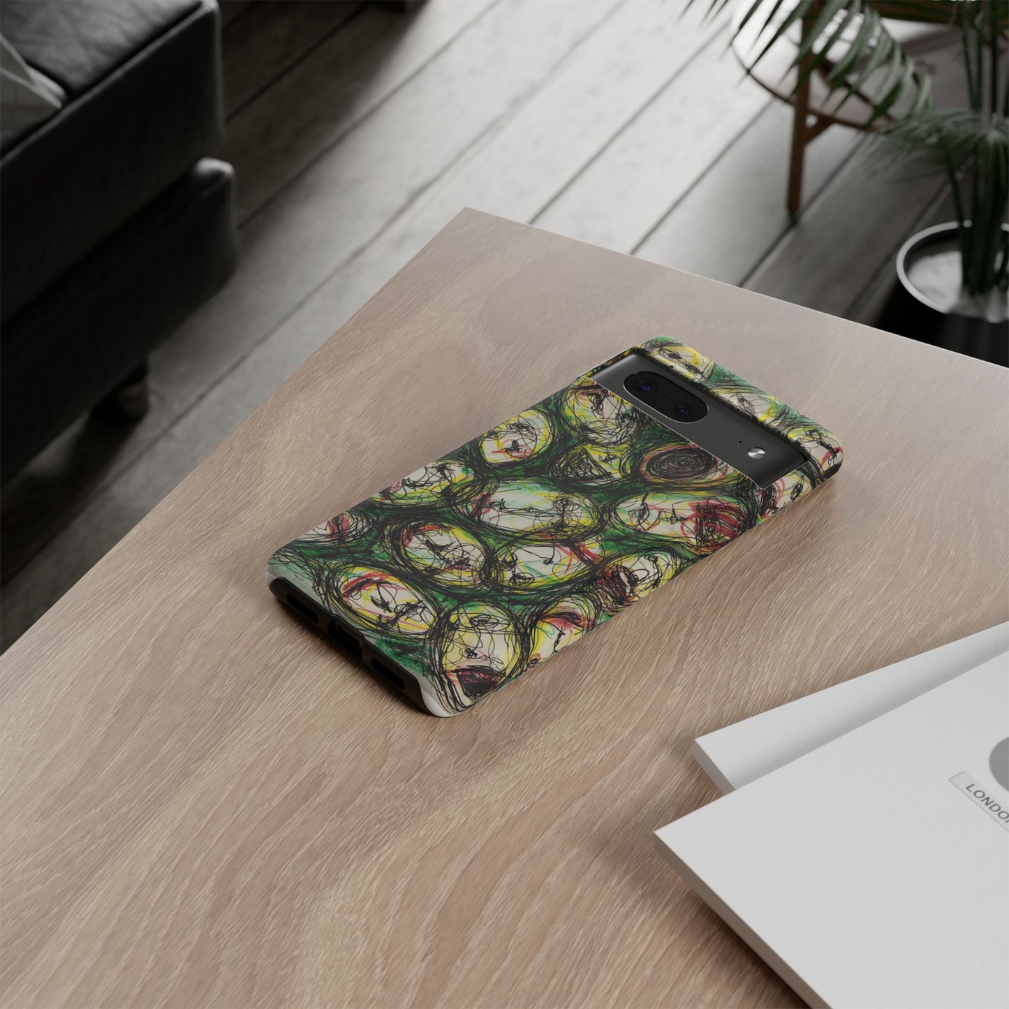 Abstract Sanity Faces Phone Case | Expressionist Face Art | Tough Case