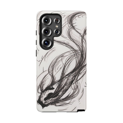 Smokey Ink Koi phone case | abstract koi sketch, smoky ink illustration