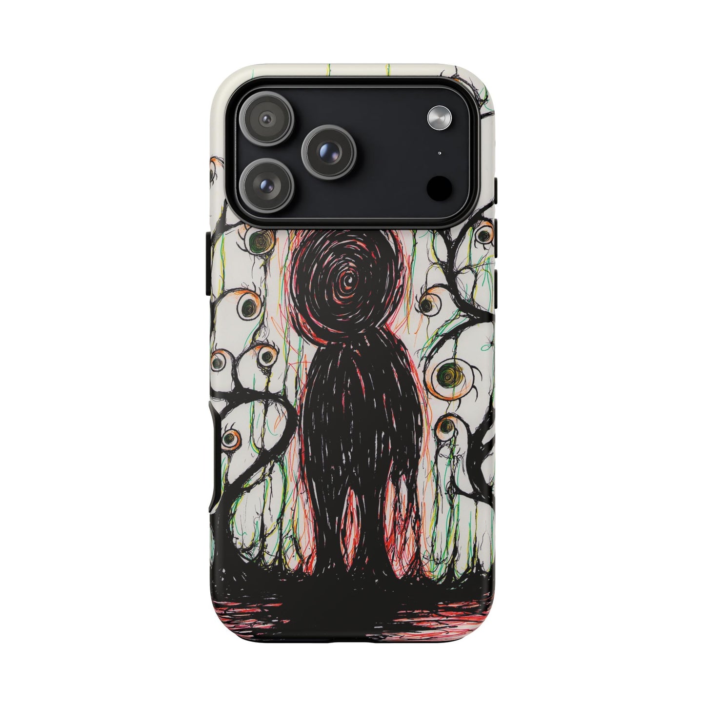 Dark Scribble Figure Tough Case | Surreal Eyes Phone Case | Tough Phone Case