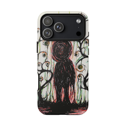 Dark Scribble Figure Tough Case | Surreal Eyes Phone Case | Tough Phone Case