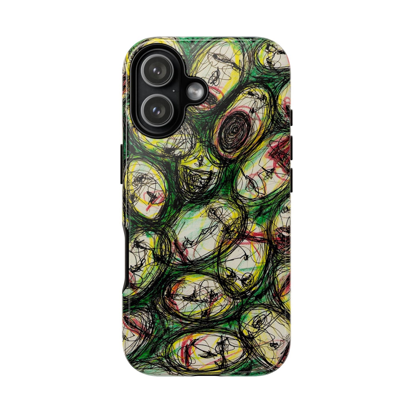 Abstract Sanity Faces Phone Case | Expressionist Face Art | Tough Case