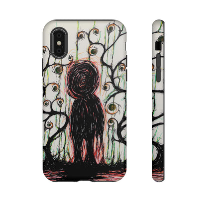 Dark Scribble Figure Tough Case | Surreal Eyes Phone Case | Tough Phone Case