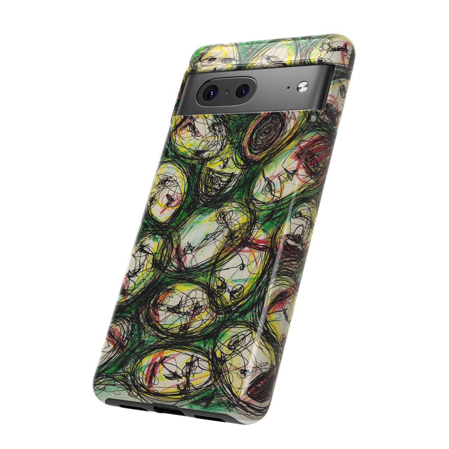 Abstract Sanity Faces Phone Case | Expressionist Face Art | Tough Case