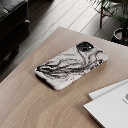 Smokey Ink Koi phone case | abstract koi sketch, smoky ink illustration