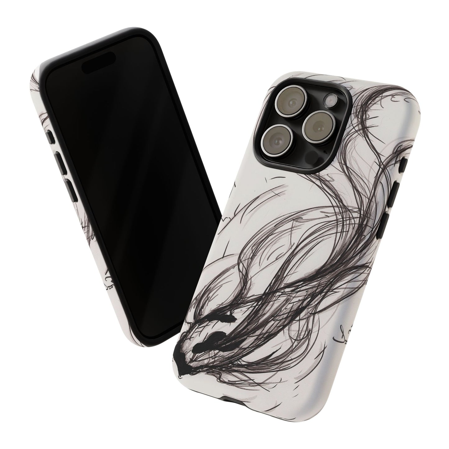 Smokey Ink Koi phone case | abstract koi sketch, smoky ink illustration