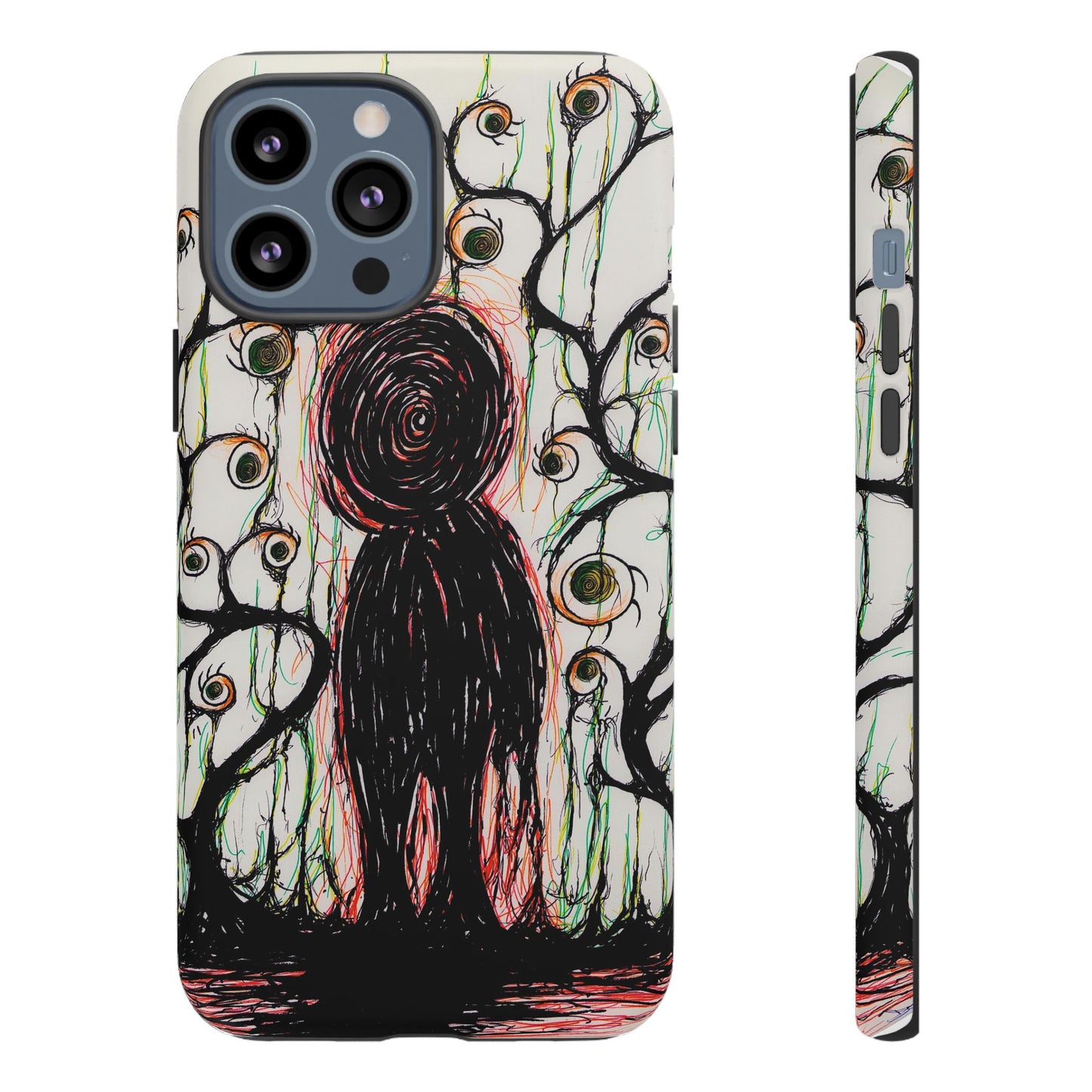Dark Scribble Figure Tough Case | Surreal Eyes Phone Case | Tough Phone Case