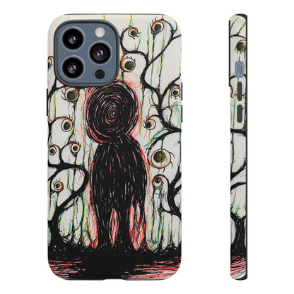 Dark Scribble Figure Tough Case | Surreal Eyes Phone Case | Tough Phone Case