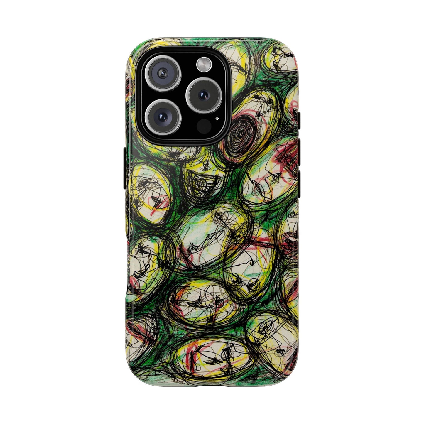 Abstract Sanity Faces Phone Case | Expressionist Face Art | Tough Case