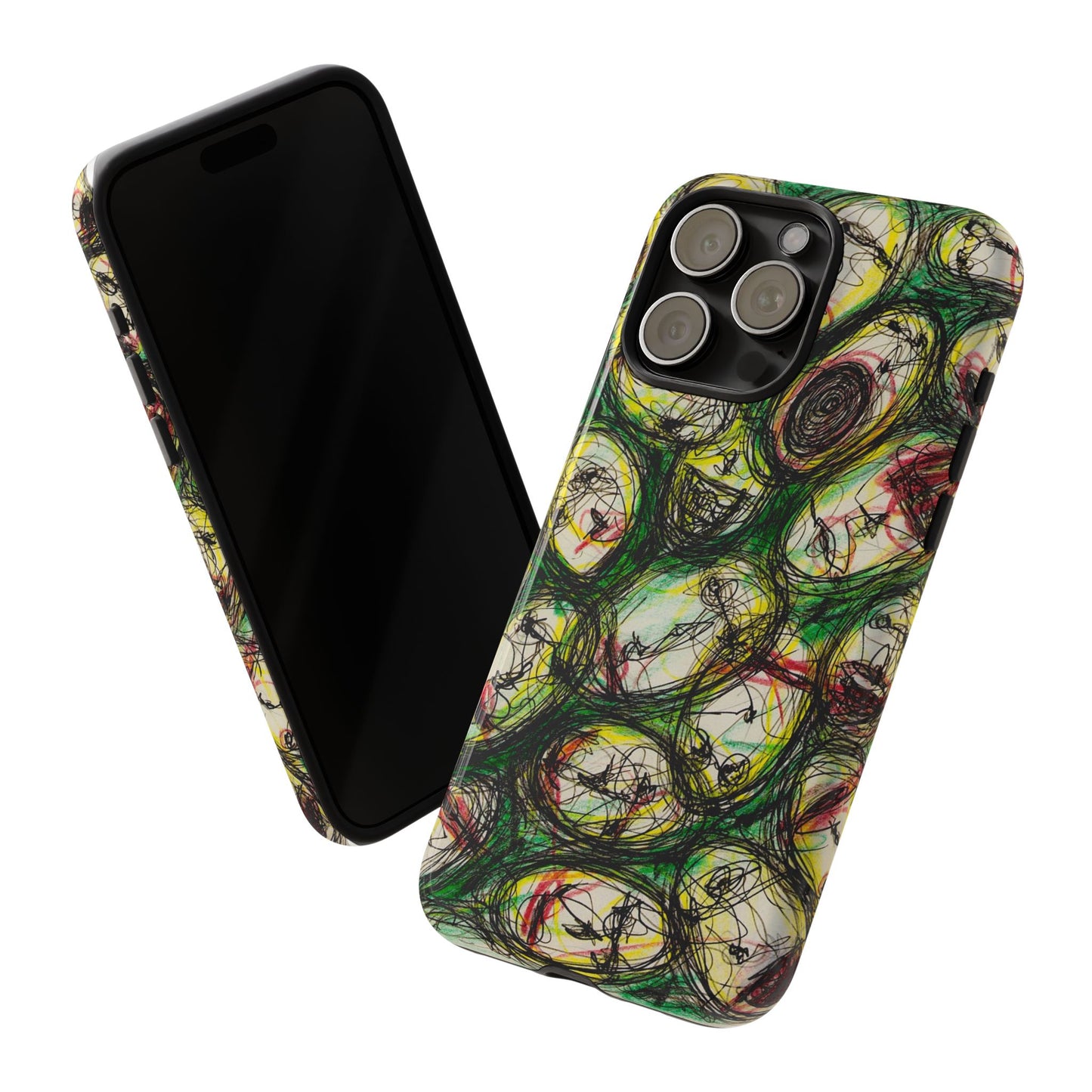 Abstract Sanity Faces Phone Case | Expressionist Face Art | Tough Case