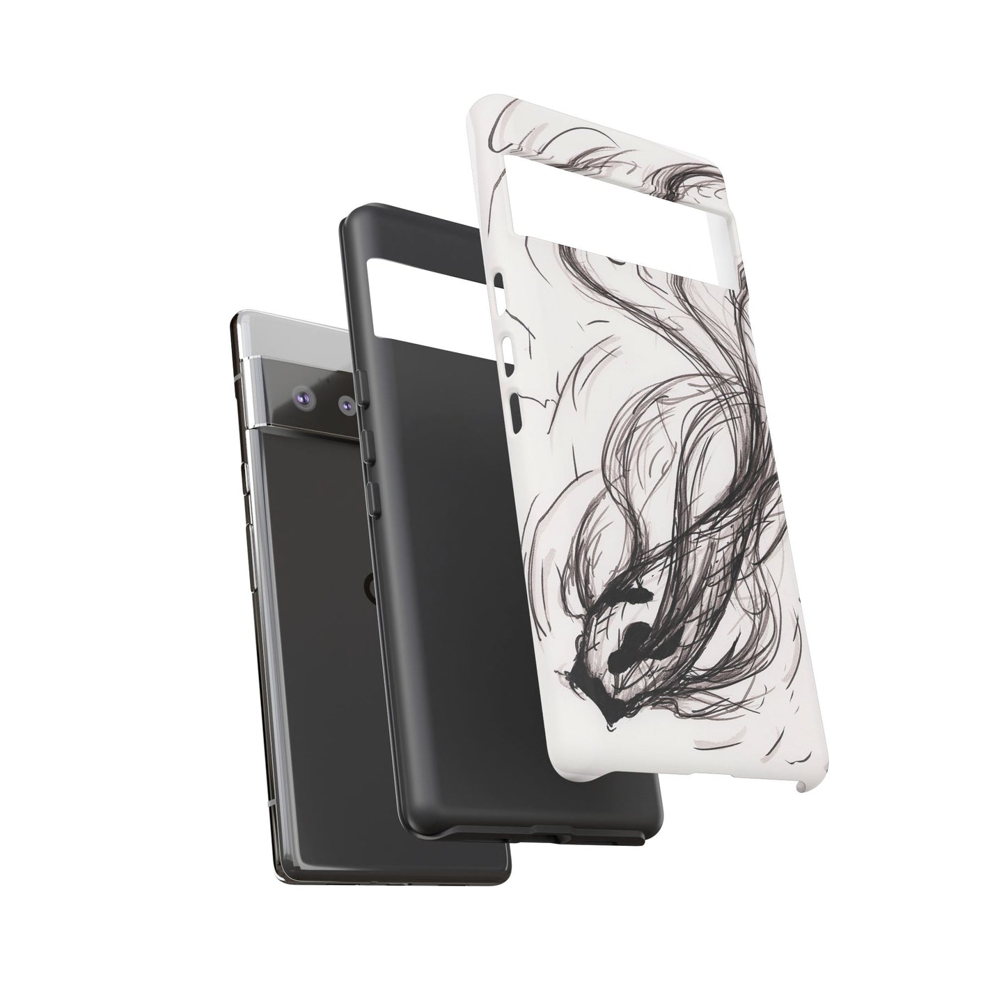 Smokey Ink Koi phone case | abstract koi sketch, smoky ink illustration