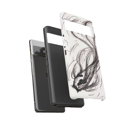 Smokey Ink Koi phone case | abstract koi sketch, smoky ink illustration