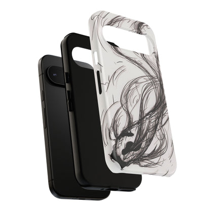 Smokey Ink Koi phone case | abstract koi sketch, smoky ink illustration
