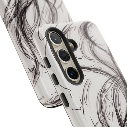 Smokey Ink Koi phone case | abstract koi sketch, smoky ink illustration