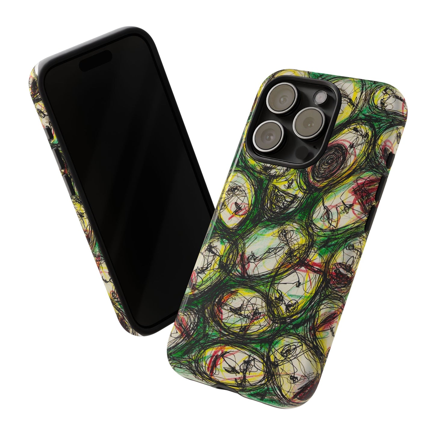 Abstract Sanity Faces Phone Case | Expressionist Face Art | Tough Case