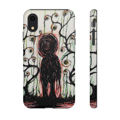 Dark Scribble Figure Tough Case | Surreal Eyes Phone Case | Tough Phone Case
