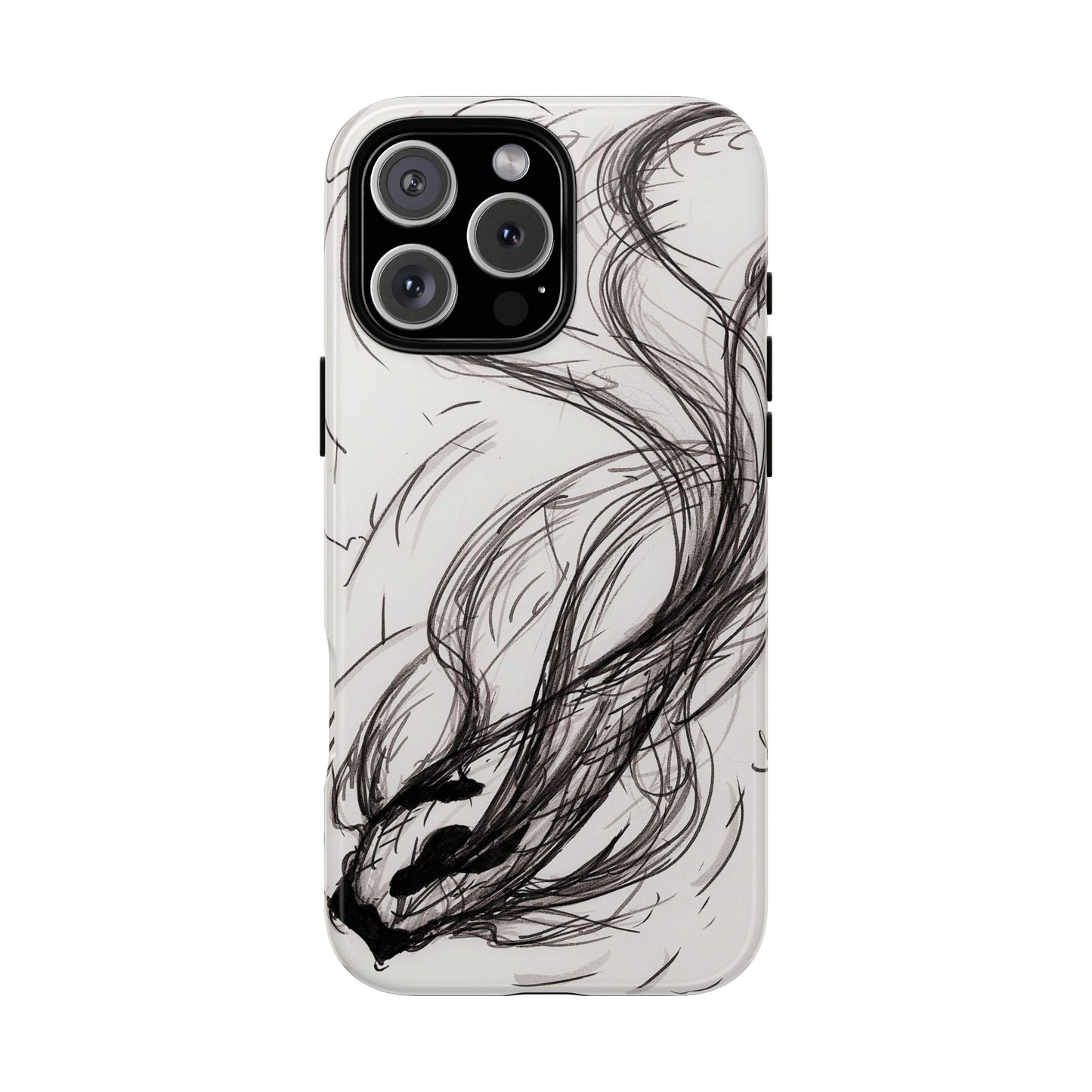 Smokey Ink Koi phone case | abstract koi sketch, smoky ink illustration