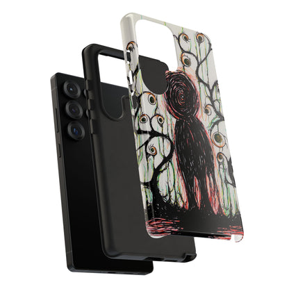Dark Scribble Figure Tough Case | Surreal Eyes Phone Case | Tough Phone Case