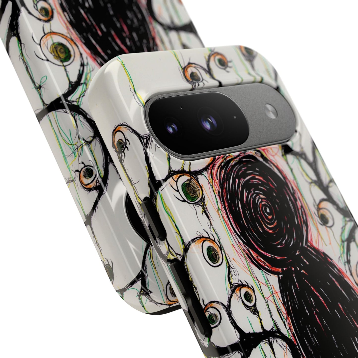 Dark Scribble Figure Tough Case | Surreal Eyes Phone Case | Tough Phone Case