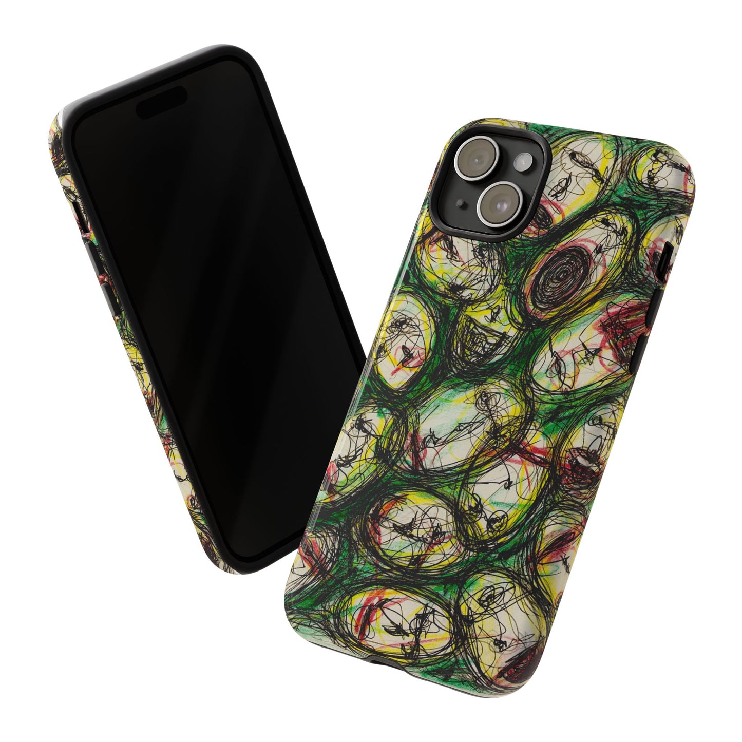 Abstract Sanity Faces Phone Case | Expressionist Face Art | Tough Case