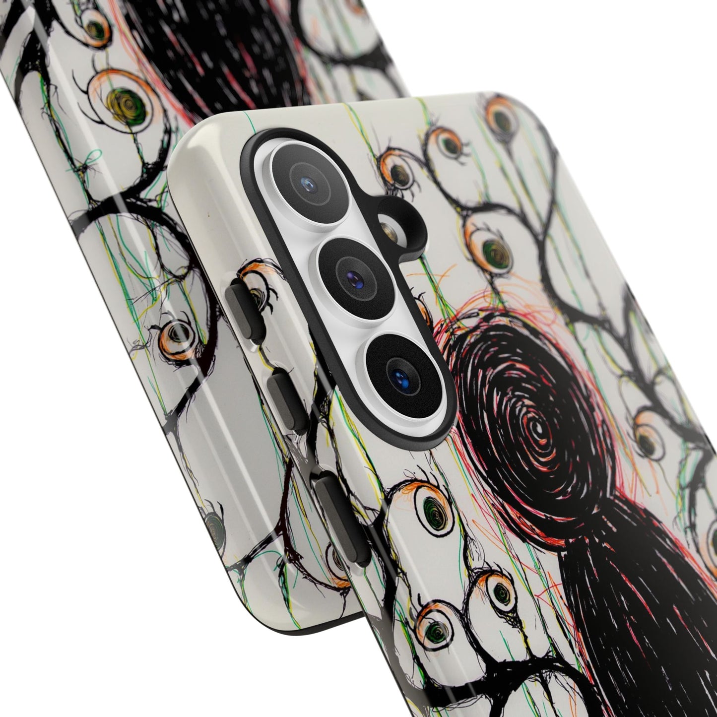 Dark Scribble Figure Tough Case | Surreal Eyes Phone Case | Tough Phone Case