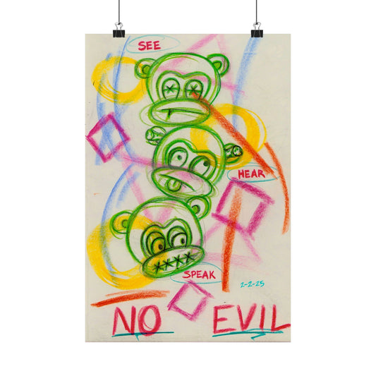 No Evil Monkey Stack Matte Poster | See Hear Speak Pop Art