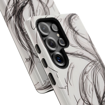 Smokey Ink Koi phone case | abstract koi sketch, smoky ink illustration