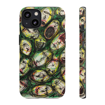 Abstract Sanity Faces Phone Case | Expressionist Face Art | Tough Case