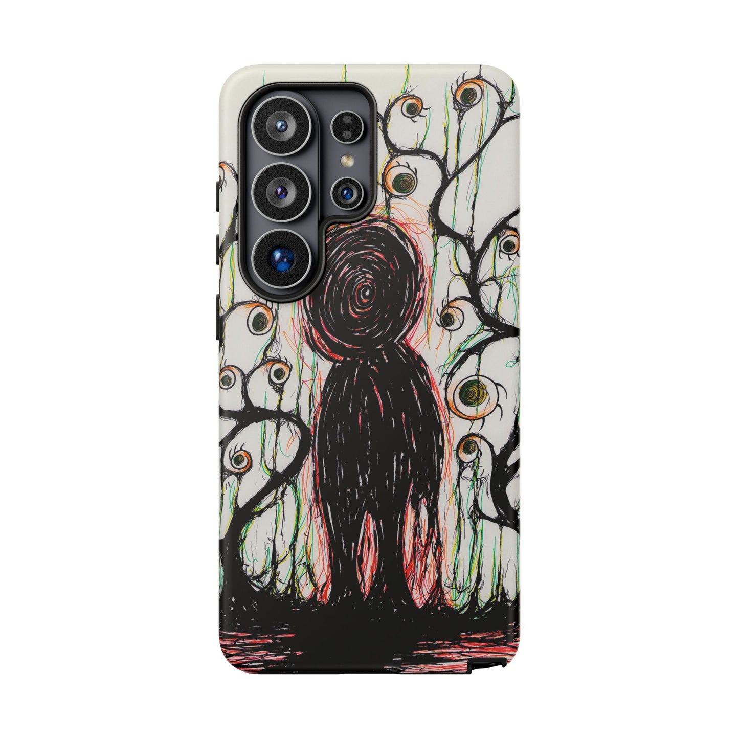 Dark Scribble Figure Tough Case | Surreal Eyes Phone Case | Tough Phone Case