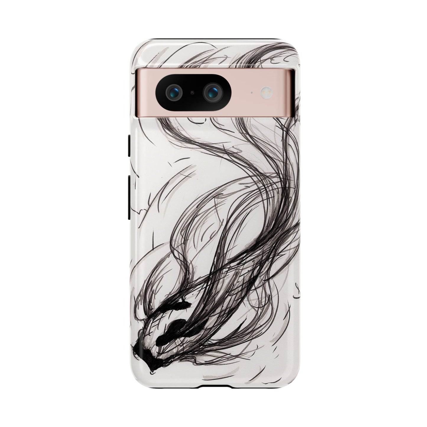 Smokey Ink Koi phone case | abstract koi sketch, smoky ink illustration