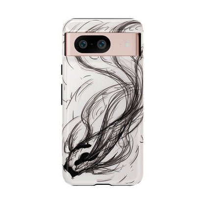 Smokey Ink Koi phone case | abstract koi sketch, smoky ink illustration