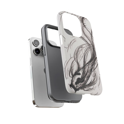 Smokey Ink Koi phone case | abstract koi sketch, smoky ink illustration