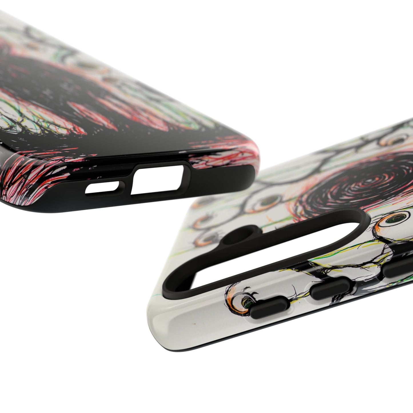 Dark Scribble Figure Tough Case | Surreal Eyes Phone Case | Tough Phone Case