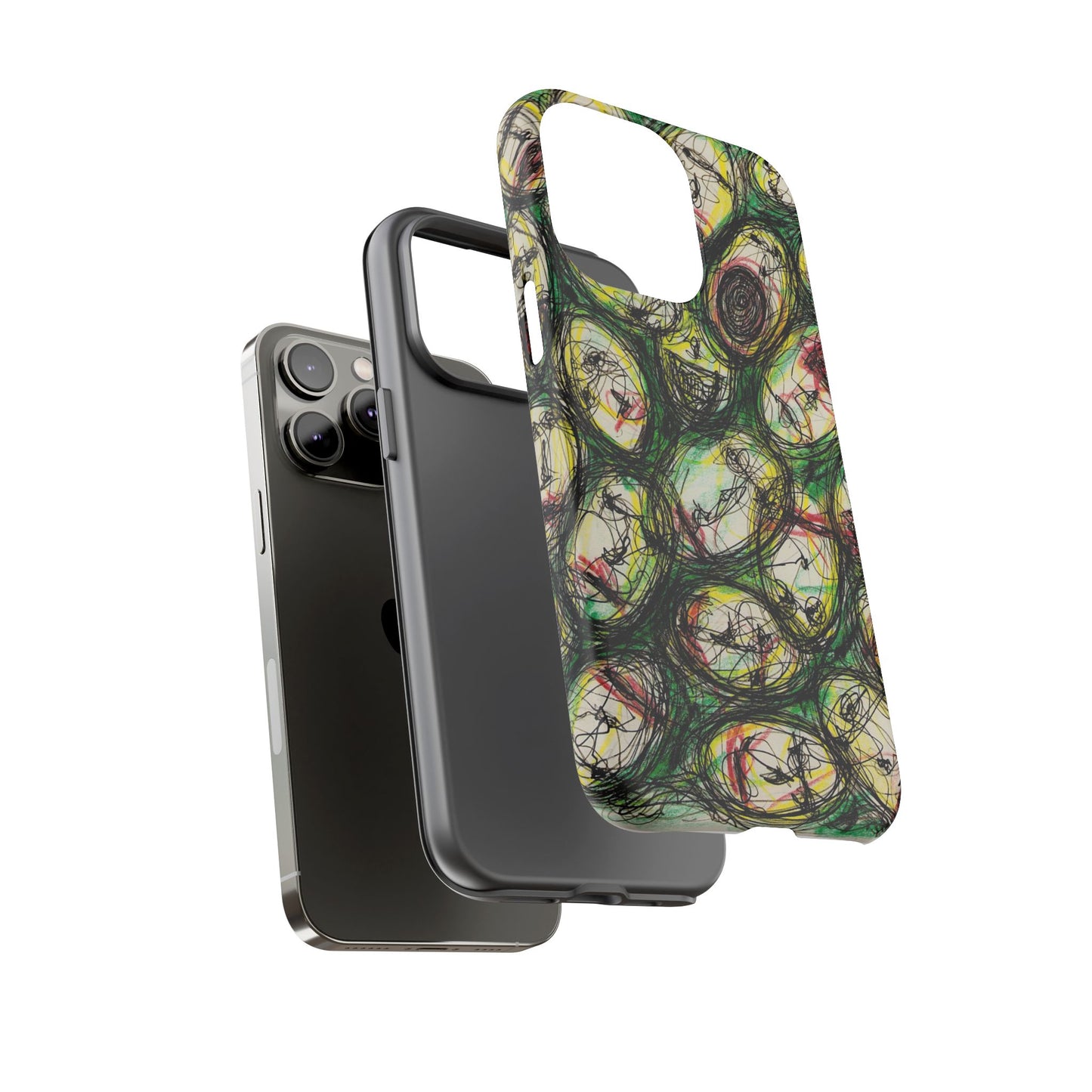 Abstract Sanity Faces Phone Case | Expressionist Face Art | Tough Case