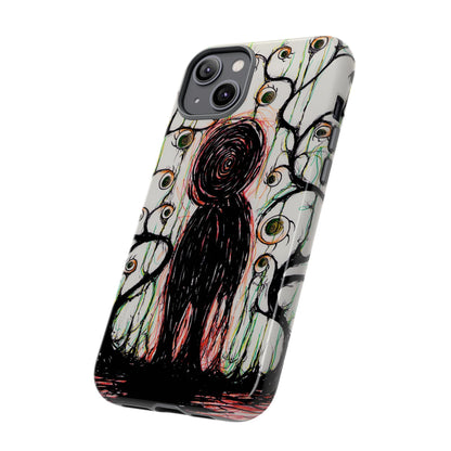 Dark Scribble Figure Tough Case | Surreal Eyes Phone Case | Tough Phone Case