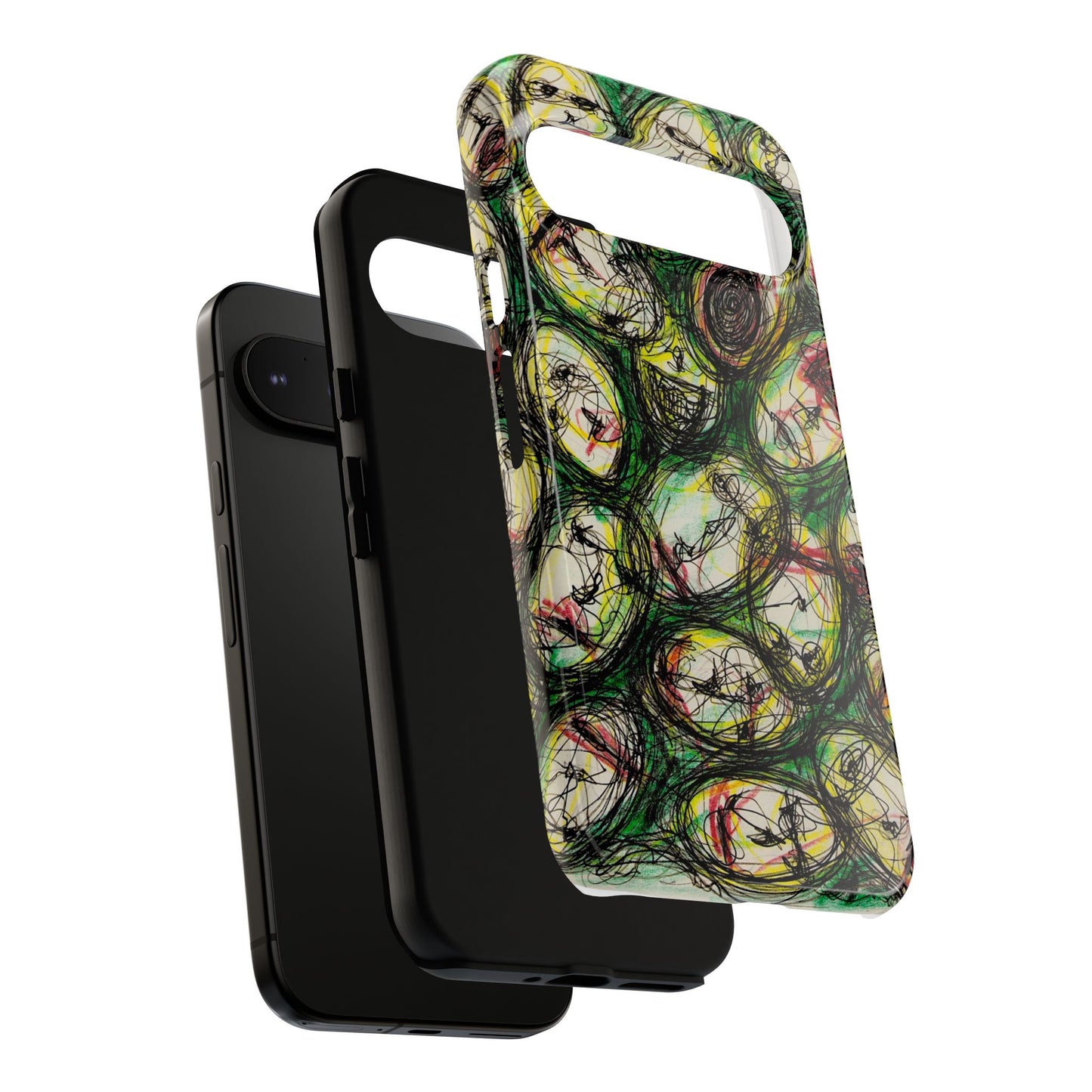 Abstract Sanity Faces Phone Case | Expressionist Face Art | Tough Case