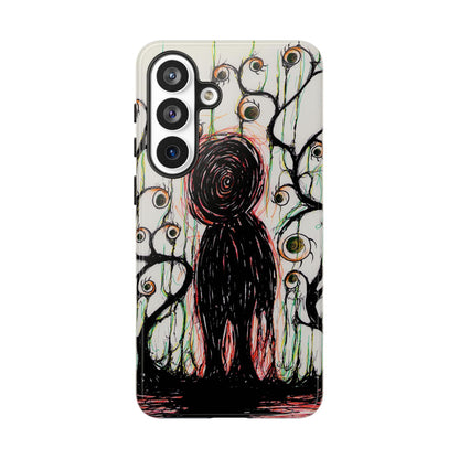 Dark Scribble Figure Tough Case | Surreal Eyes Phone Case | Tough Phone Case